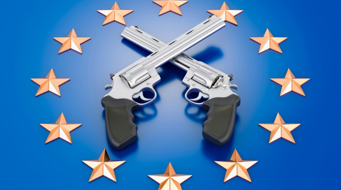 Chi ha inserito le armi nel programma per le elezioni europee 2024? due revolver incrociati su bandiera dell'unione europea