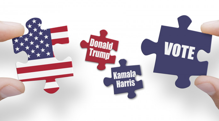 Le armi nella sfida Trump-Harris; puzzle Donald Trump e Kamala Harris