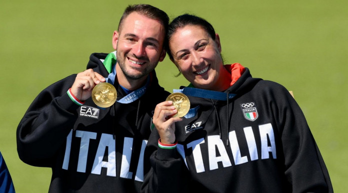 Parigi 2024, l’Italia chiude quarta nel medagliere di tiro sportivo - Gabriele Rossetti e Diana Bacosi, medaglia d'oro nello skeet mixed team a Parigi 2024 (foto Coni)